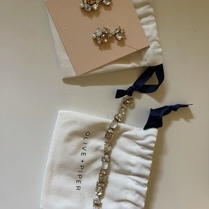 Olive & Piper Earrings and Bracelet Set - soft pink, faux pearl, and glass **new